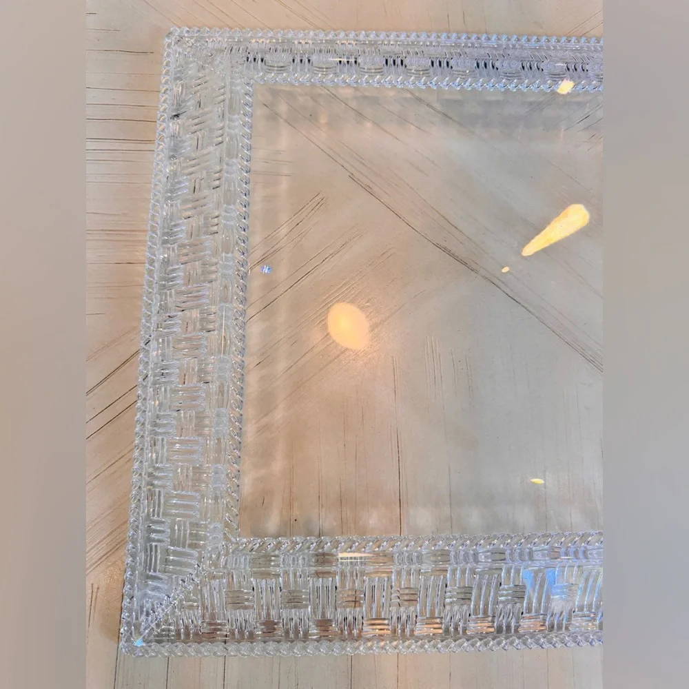 Tiffany & Co. Woven Collection Crystal Square Platter Tray 12”